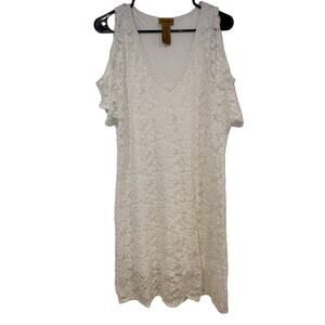 Wrangler Cream Floral Lace Cold Shoulder Mini Dress Size M